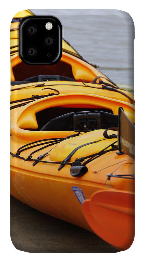 Kayak iPhone 11 Case featuring the photograph Tandem Yellow Kayak by Jeff Lowe