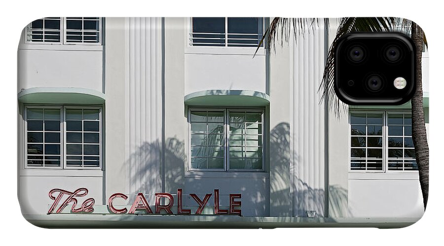 Art Deco District Miami Beach iPhone 11 Case featuring the photograph The Carlyle Hotel 2. Miami. FL. USA by Juan Carlos Ferro Duque