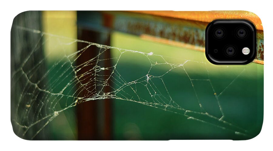 Spiderweb iPhone 11 Case featuring the photograph Time and Patience by Rebecca Sherman