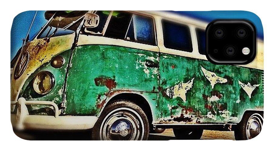 Phoenix iPhone 11 Case featuring the photograph #vw #volkswagon #bus #patina #vintage by CactusPete AZ