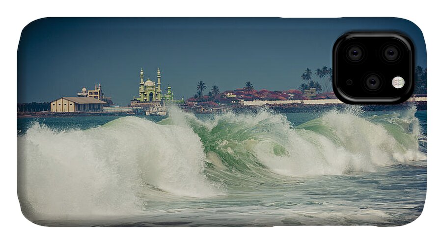 Water iPhone 11 Case featuring the photograph Big wave on the coast of the Indian ocean Kerala India #1 by Raimond Klavins