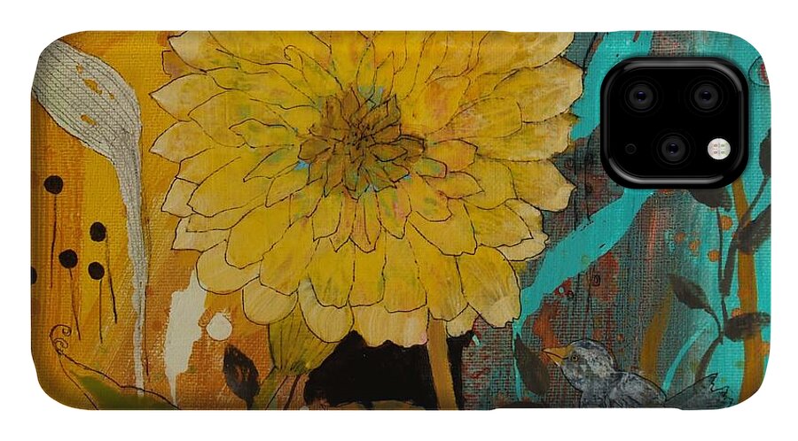Big Yella iPhone 11 Case featuring the painting Big Yella #1 by Robin Pedrero
