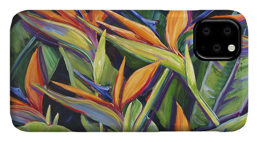 Acrylic iPhone 11 Case featuring the painting Dancing Birds #1 by Patti Bruce - Printscapes