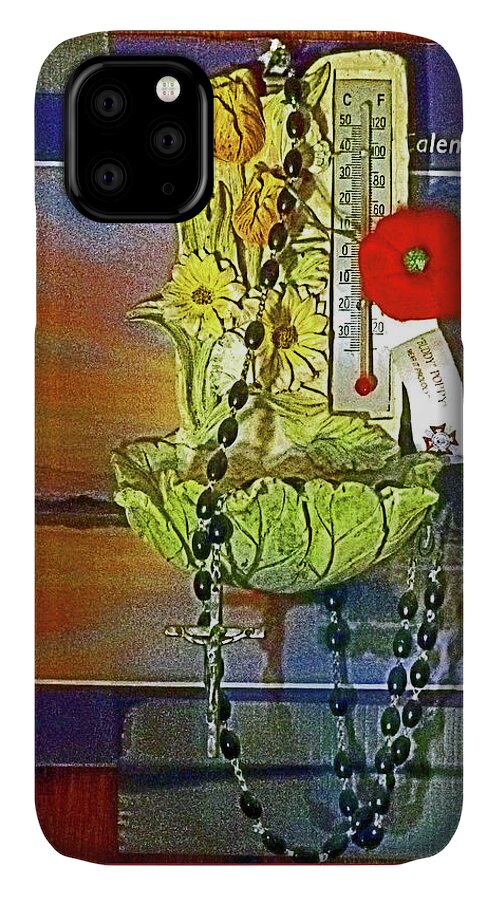 Rosary iPhone 11 Case featuring the digital art God Bless Our America by Joseph Coulombe