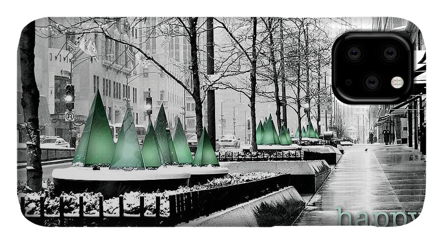 Chicago iPhone 11 Case featuring the photograph Happy Holidays from Chicago #1 by Laura Kinker