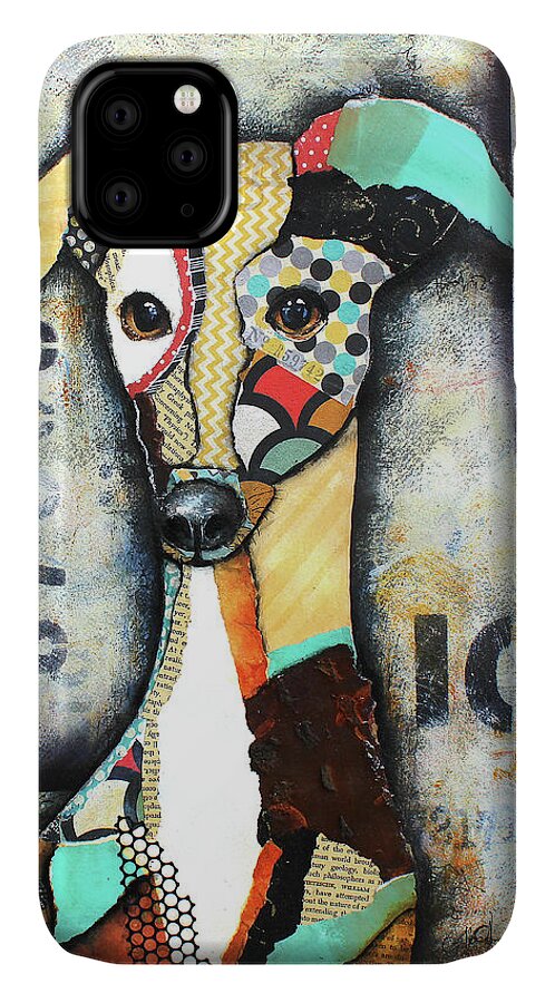 Italian Greyhound iPhone 11 Case featuring the mixed media Italian Greyhound #2 by Patricia Lintner