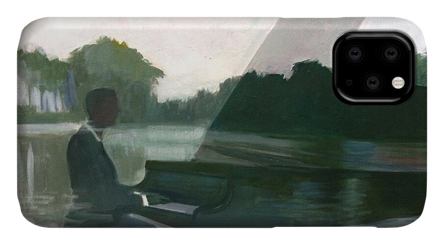 Pianist iPhone 11 Case featuring the painting Justin Levitt Steinway Piano Spreckles Lake #1 by Suzanne Giuriati Cerny