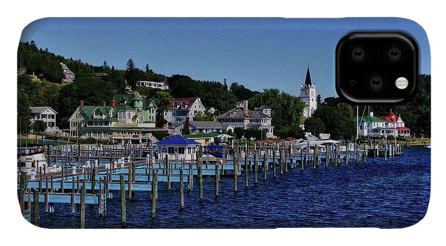 Mackinac Island Michigan iPhone 11 Case featuring the photograph Mackinac by the Docks #1 by Rachel Cohen