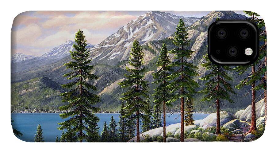 Landscape iPhone 11 Case featuring the painting Mountain Trail #1 by Frank Wilson