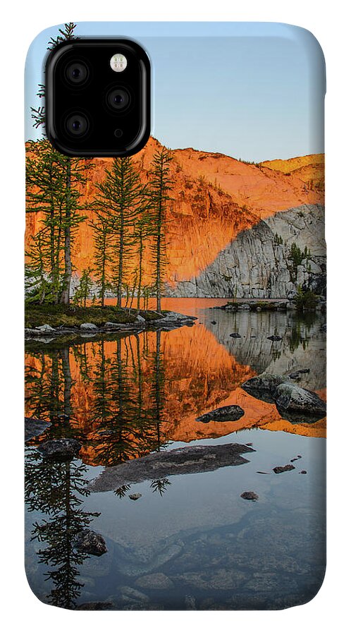 Sunset iPhone 11 Case featuring the digital art Sunrise in the Enchantments #1 by Michael Lee