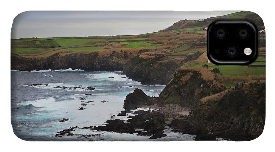 Kelly Hazel iPhone 11 Case featuring the photograph Terceira Coastline #1 by Kelly Hazel