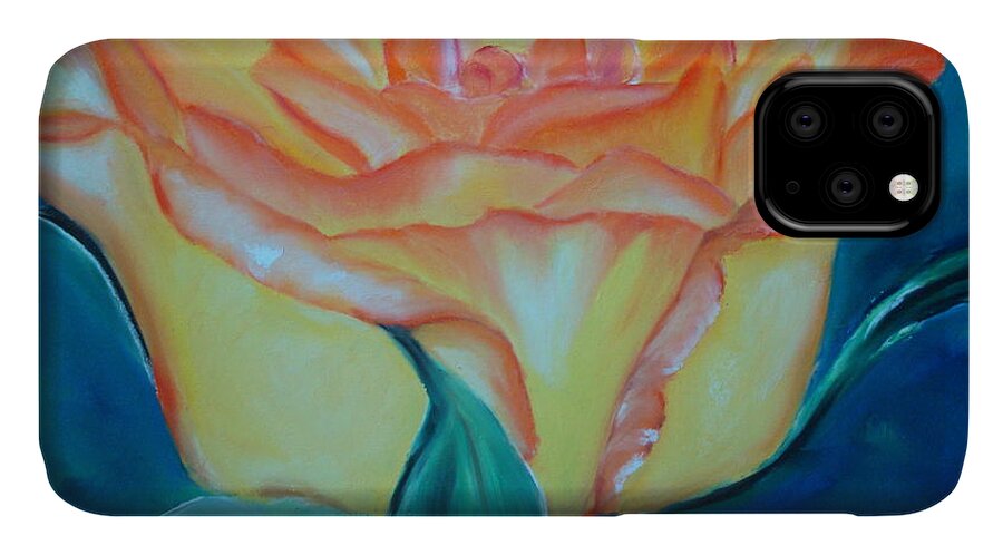 Rose iPhone 11 Case featuring the pastel Yellow Rose #1 by Melinda Etzold