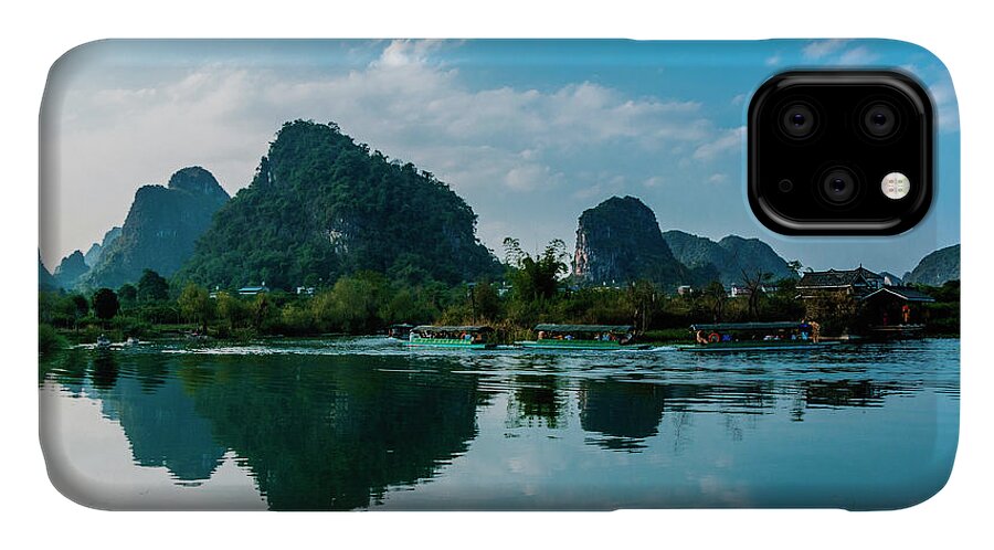 Nature iPhone 11 Case featuring the photograph The karst mountains and river scenery #16 by Carl Ning