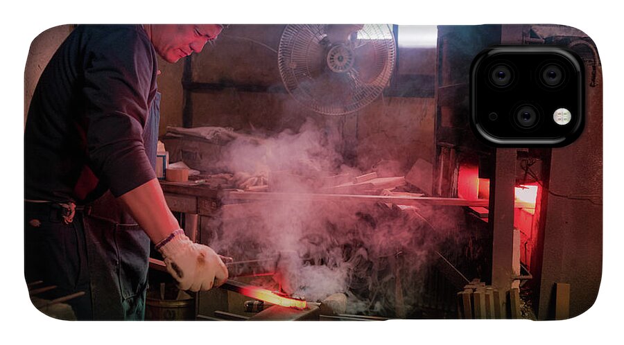 Blacksmith iPhone 11 Case featuring the photograph 4th Generation Blacksmith, Miki City Japan #2 by Perry Rodriguez