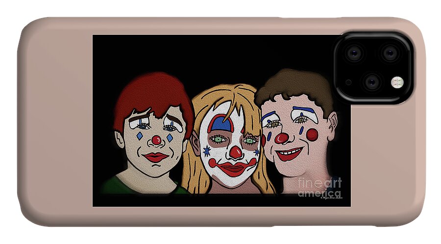 Clown iPhone 11 Case featuring the digital art 3 Jesters by Megan Dirsa-DuBois