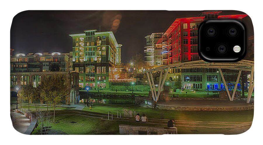 South iPhone 11 Case featuring the photograph Greenville South Carolina near Falls Park River Walk at nigth. #7 by Alex Grichenko