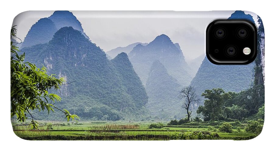 Karst iPhone 11 Case featuring the photograph Karst rural scenery in spring #7 by Carl Ning