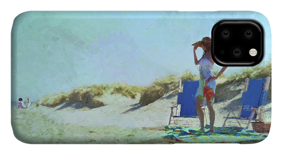 Beach iPhone 11 Case featuring the digital art A Day at the Beach by Jayne Wilson