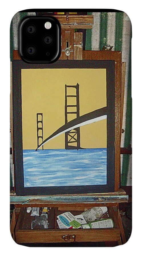 Northern California iPhone 11 Case featuring the painting A Nor Cal Bridge 2016 by Joseph Coulombe