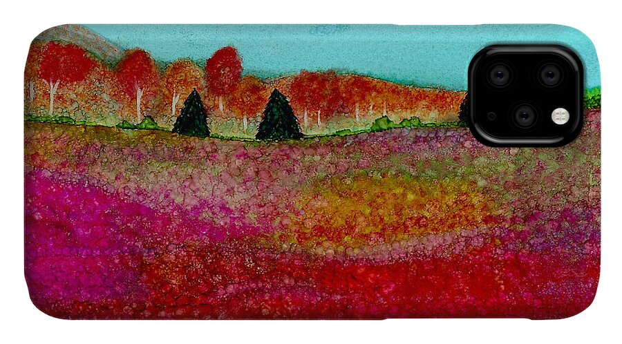 Blueberry Fields iPhone 11 Case featuring the painting A Special Time of Year by Eli Tynan