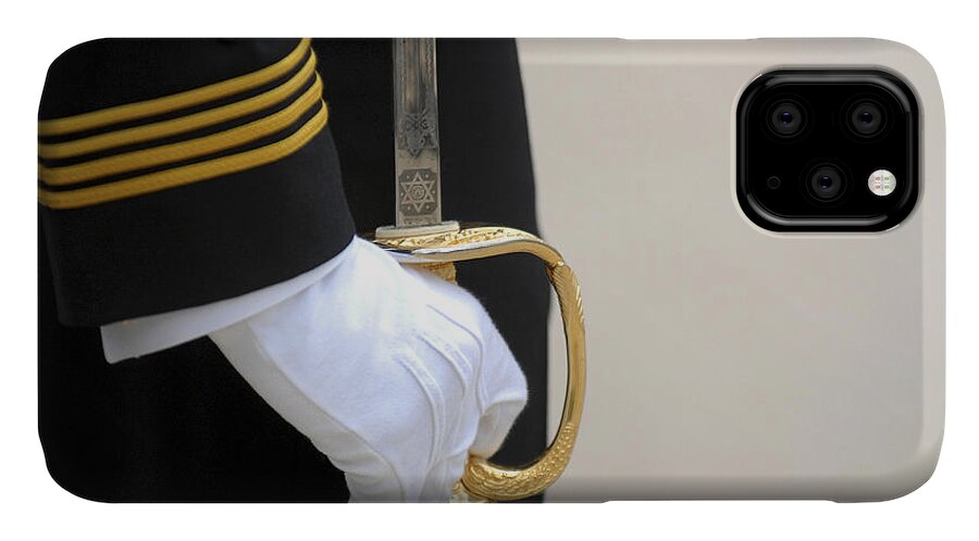 Naval Academy iPhone 11 Case featuring the photograph A U.s. Naval Academy Midshipman Stands by Stocktrek Images