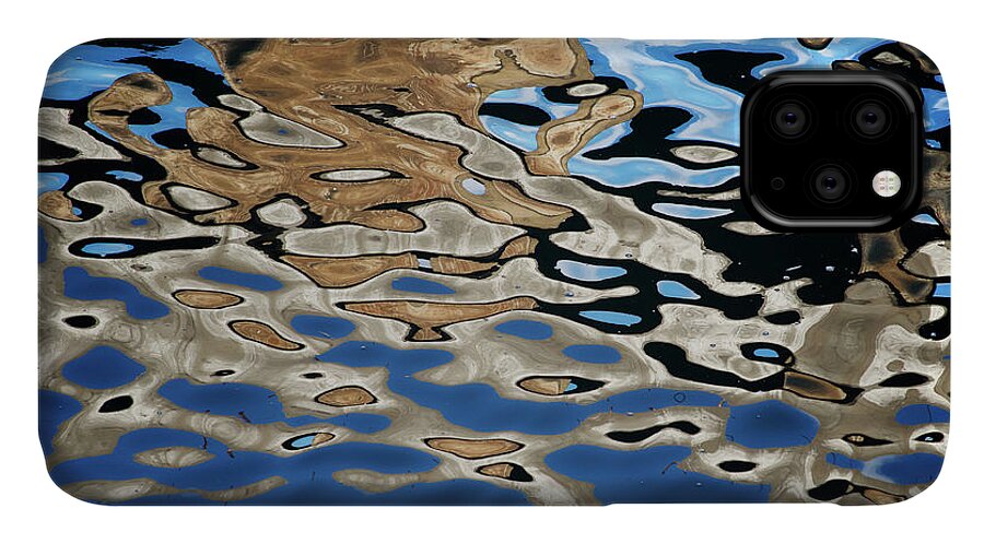 Abstract iPhone 11 Case featuring the photograph Abstract Dock Reflections I Color by David Gordon