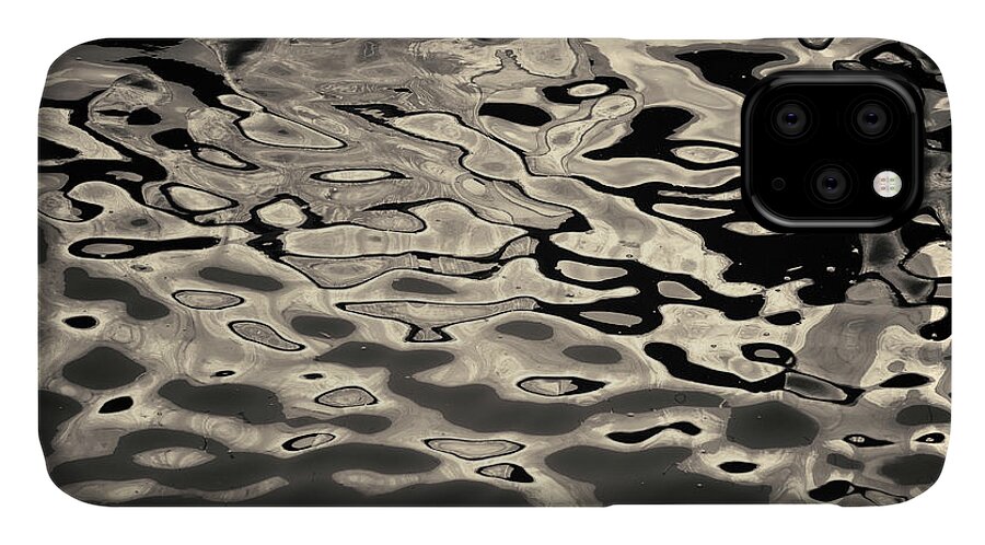 Abstract iPhone 11 Case featuring the photograph Abstract Dock Reflections I Toned by David Gordon