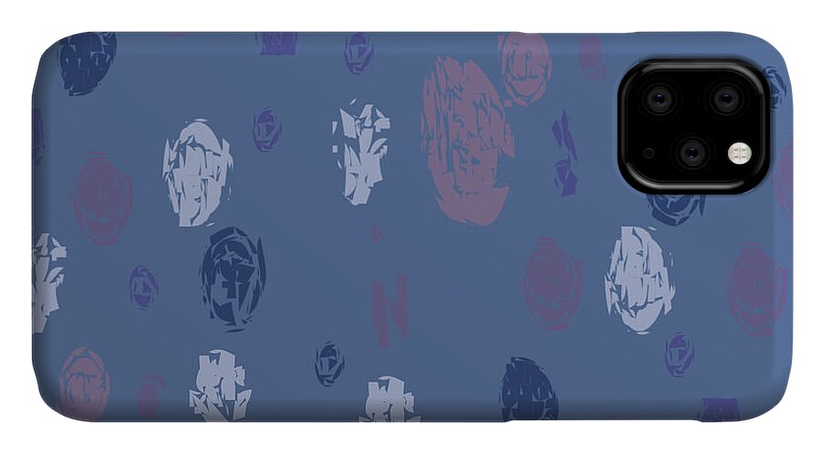 Blue iPhone 11 Case featuring the digital art Abstract Rain on Blue by April Burton