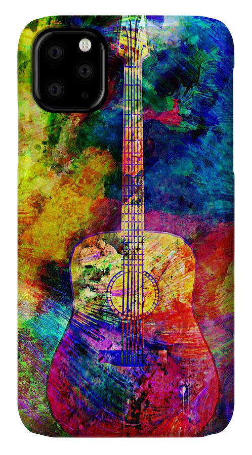 Acoustic Colors iPhone 11 Case featuring the mixed media Acoustic Colors by Ally White