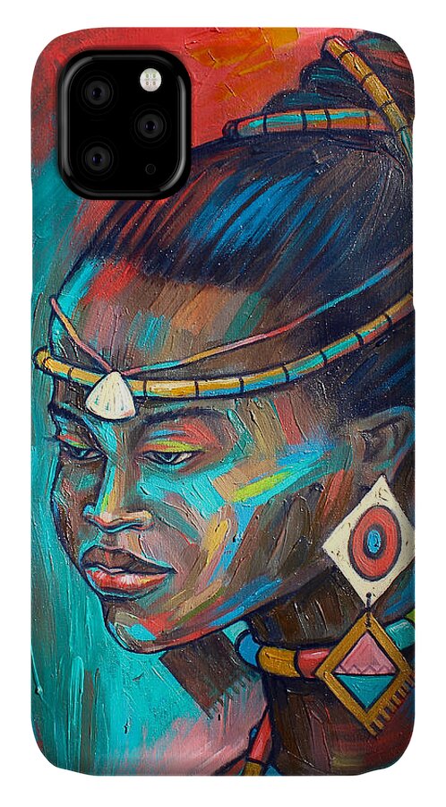 Africa iPhone 11 Case featuring the painting African Princess by Amakai