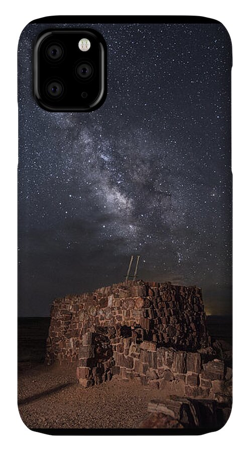 Petrified Forest iPhone 11 Case featuring the photograph Agate House at Night2 by Melany Sarafis