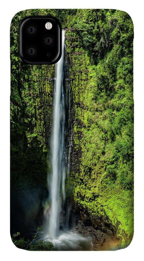 2016 iPhone 11 Case featuring the photograph Akaka Falls with Rainbow by John Hight