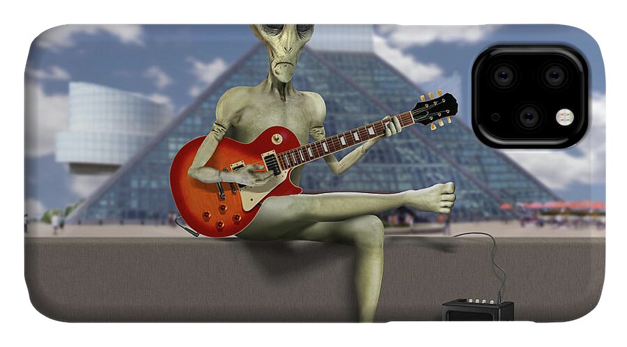 Aliens iPhone 11 Case featuring the photograph Alien Guitarist 3 by Mike McGlothlen