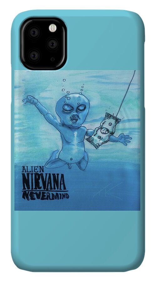 Nevermind iPhone 11 Case featuring the painting Alien Nevermind by Similar Alien