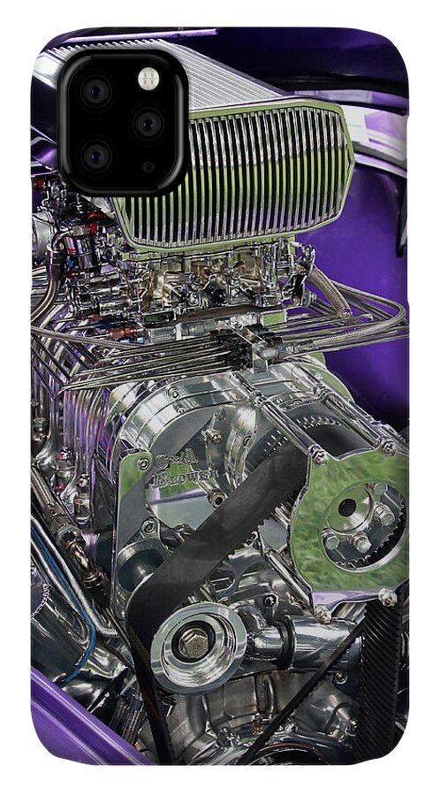 Metal iPhone 11 Case featuring the photograph All Chromed Engine with Blower by Bob Slitzan