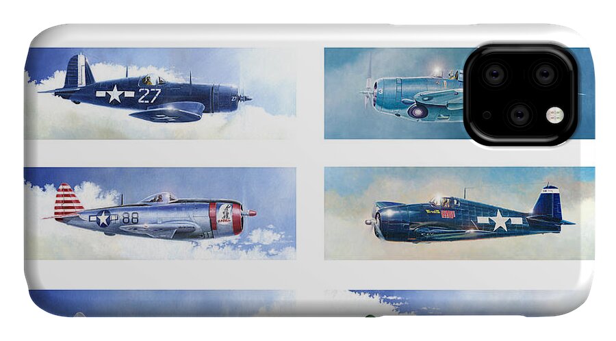 Warplane iPhone 11 Case featuring the painting Allied Fighters of the Second World War by Douglas Castleman