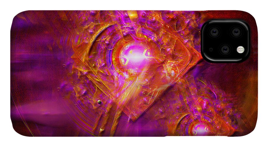 Abstract iPhone 11 Case featuring the digital art Angels vibration frequency by Alexa Szlavics