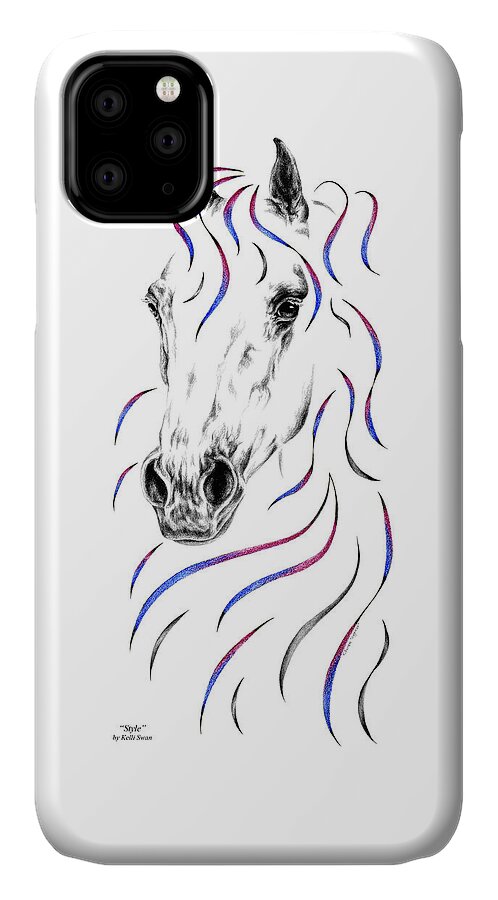 Arabian iPhone 11 Case featuring the drawing Arabian Horse Style by Kelli Swan