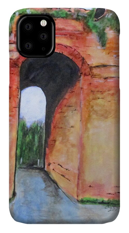 Ruins iPhone 11 Case featuring the painting Arco Felice, Revisited by Clyde J Kell