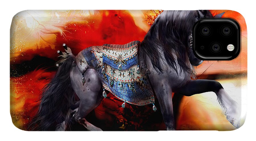 Kachina iPhone 11 Case featuring the digital art Kachina Hopi Spirit Horse by Shanina Conway
