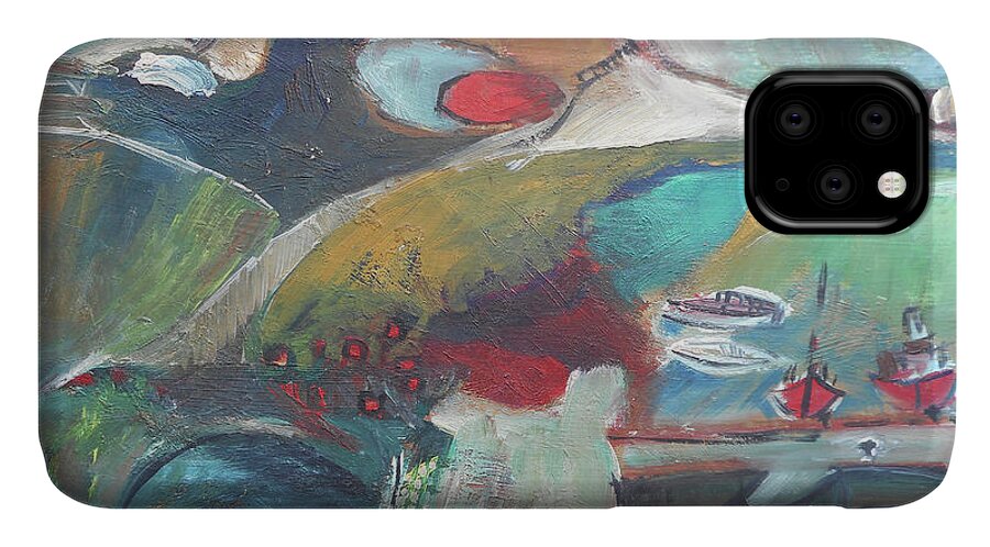 Another One Of My Early Oil Paintings Created At Age 14! iPhone 11 Case featuring the painting At The Sea Shore by Katerina Stamatelos