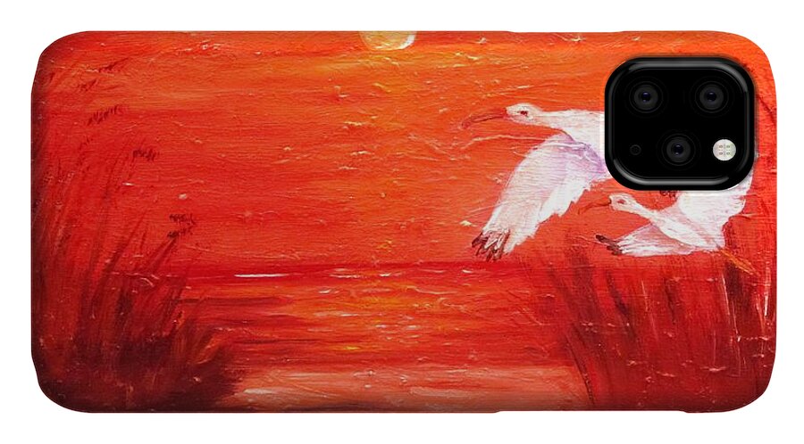 Fall iPhone 11 Case featuring the painting Auburn Nights by Carol Allen Anfinsen