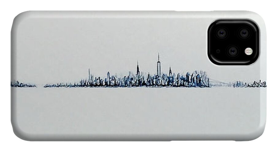 Art iPhone 11 Case featuring the painting Autumn Skyline by Jack Diamond