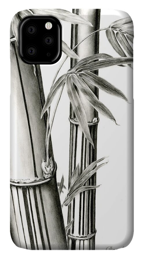 Drawing iPhone 11 Case featuring the drawing Bamboo by Karla Beatty