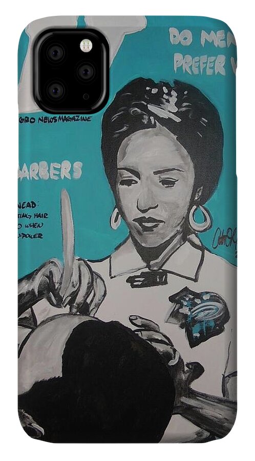 Jet Magazine iPhone 11 Case featuring the painting Barber Shortage by Antonio Moore