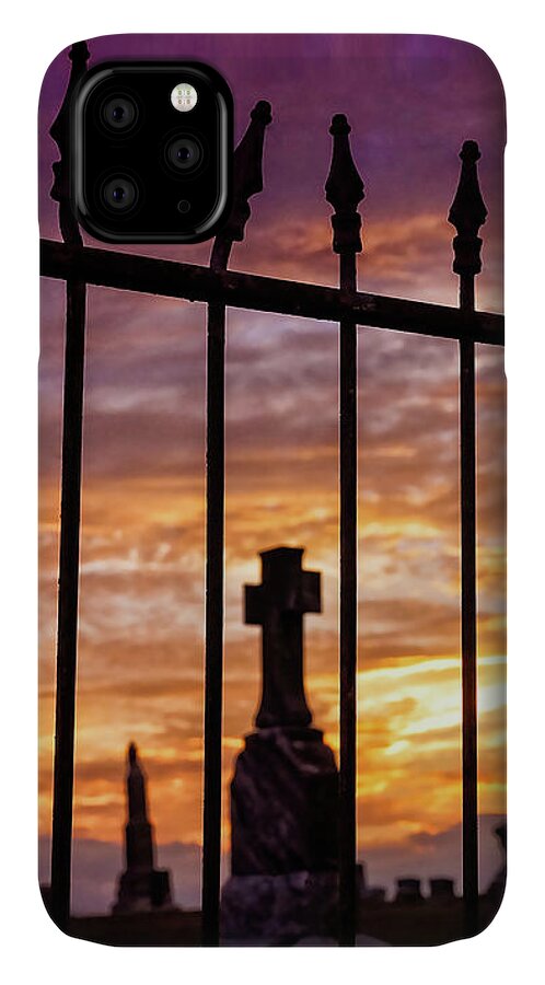 Texas Skies iPhone 11 Case featuring the photograph Beyond the Gate by Dianna Lynn Walker