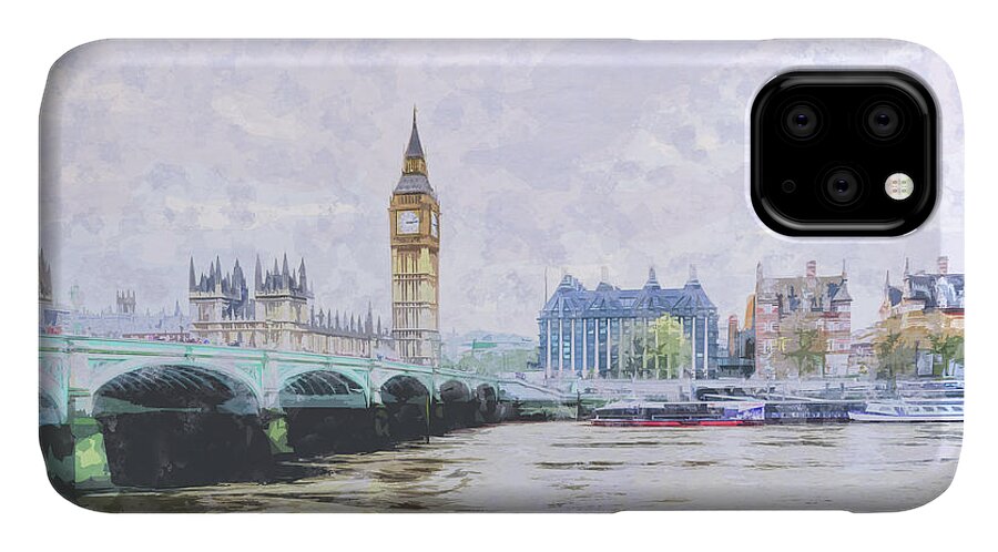 London iPhone 11 Case featuring the photograph Big Ben and Westminster Bridge London England by Anthony Murphy
