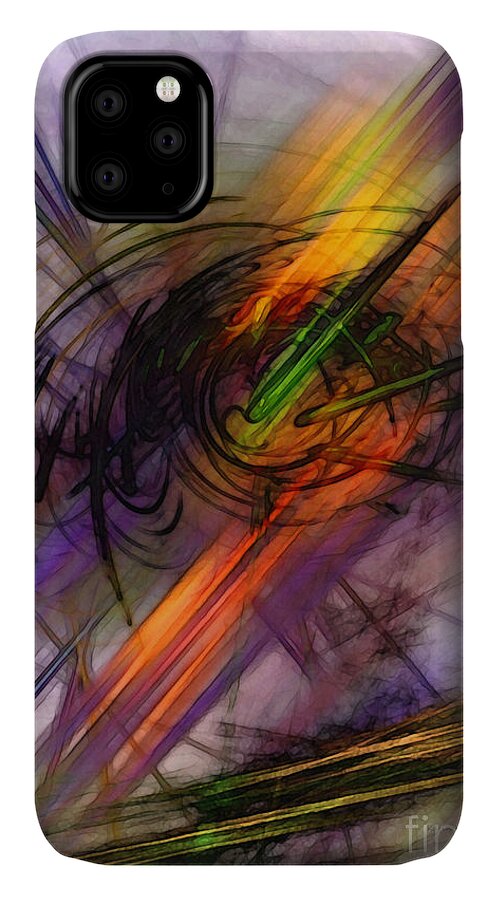 Abstract iPhone 11 Case featuring the digital art Blazing Abstract Art by Karin Kuhlmann