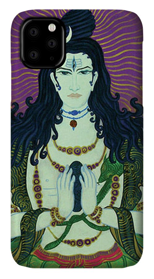Shiva iPhone 11 Case featuring the painting Blessing Shiva by Guruji Aruneshvar Paris Art Curator Katrin Suter
