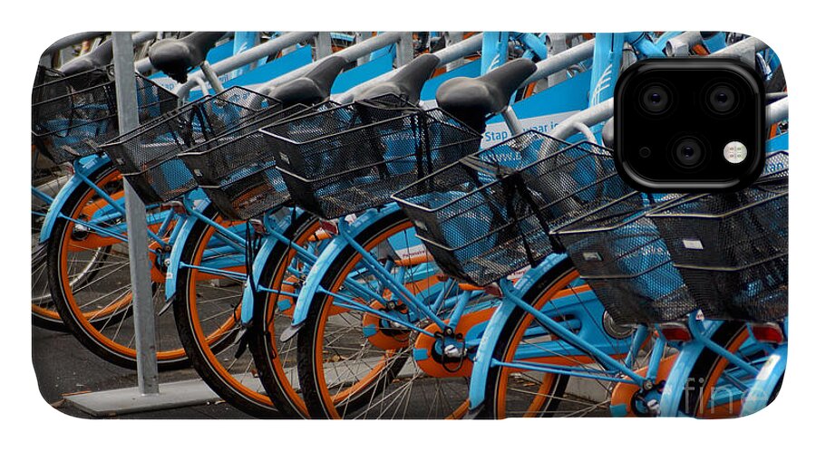 Blue iPhone 11 Case featuring the photograph Blue Bikes by Eva-Maria Di Bella